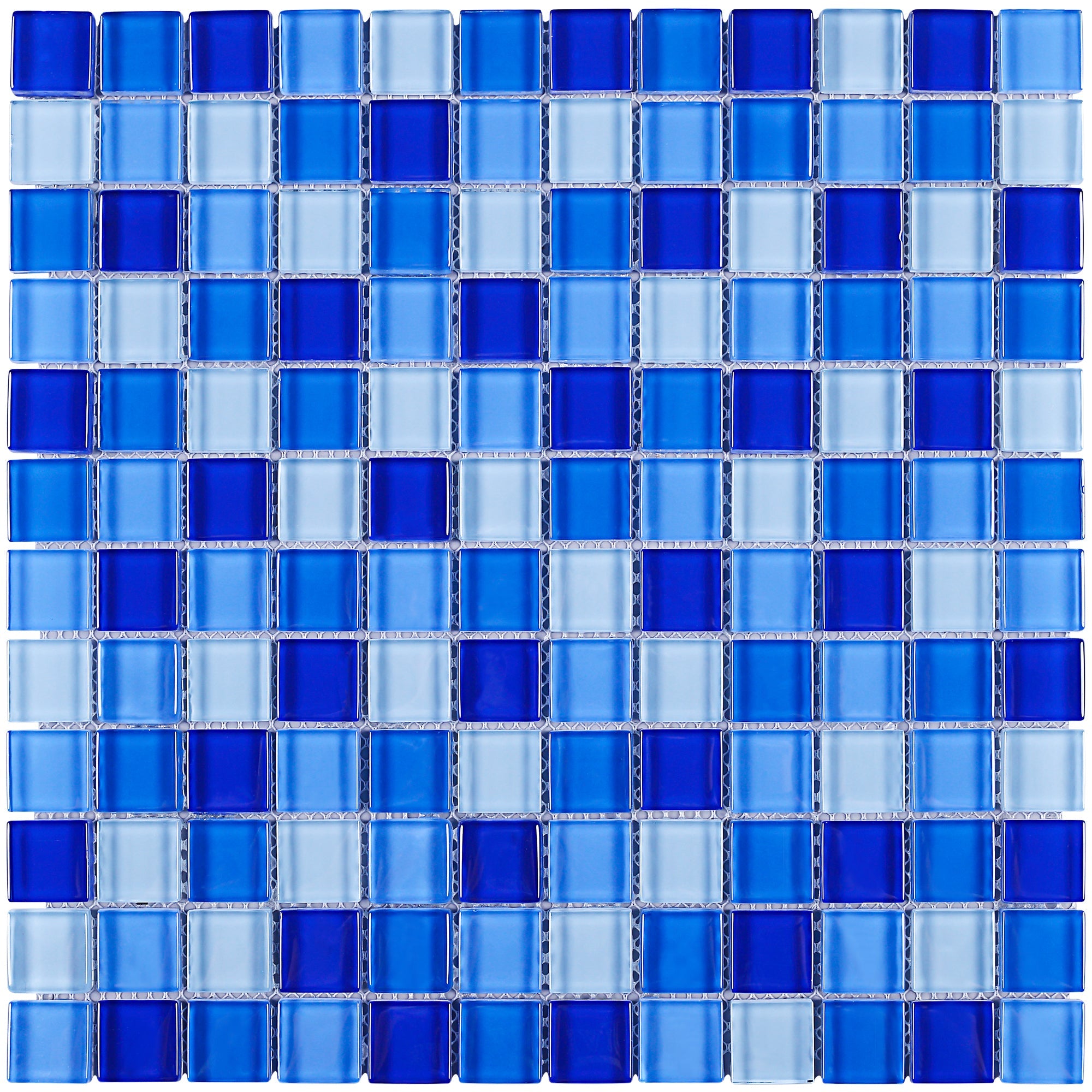 Diving Blue 1''x 1'' Square Glass Mosaic Tile