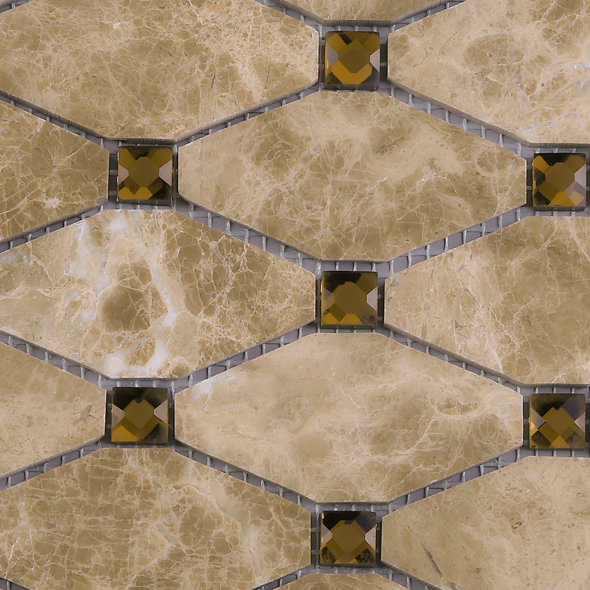 Emperador Light Brown Clipped Diamond Marble Mosaic Tile