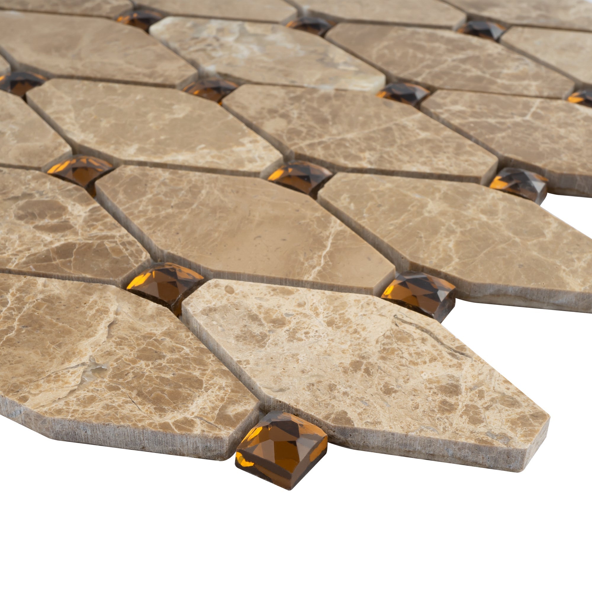 Emperador Light Brown Clipped Diamond Marble Mosaic Tile