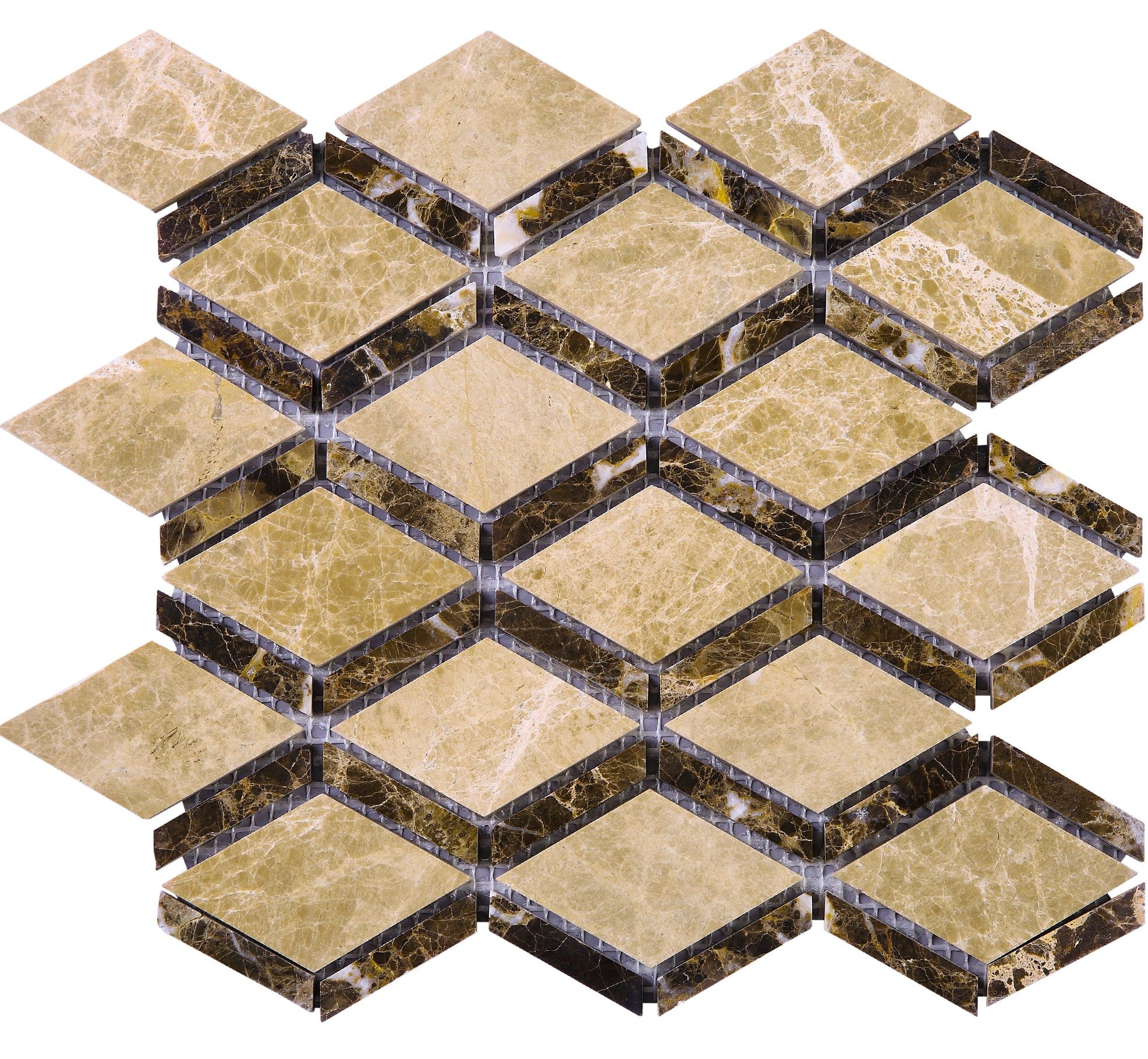 Emperador Light Brown Diamond Shaped Polished Mosaic Tile