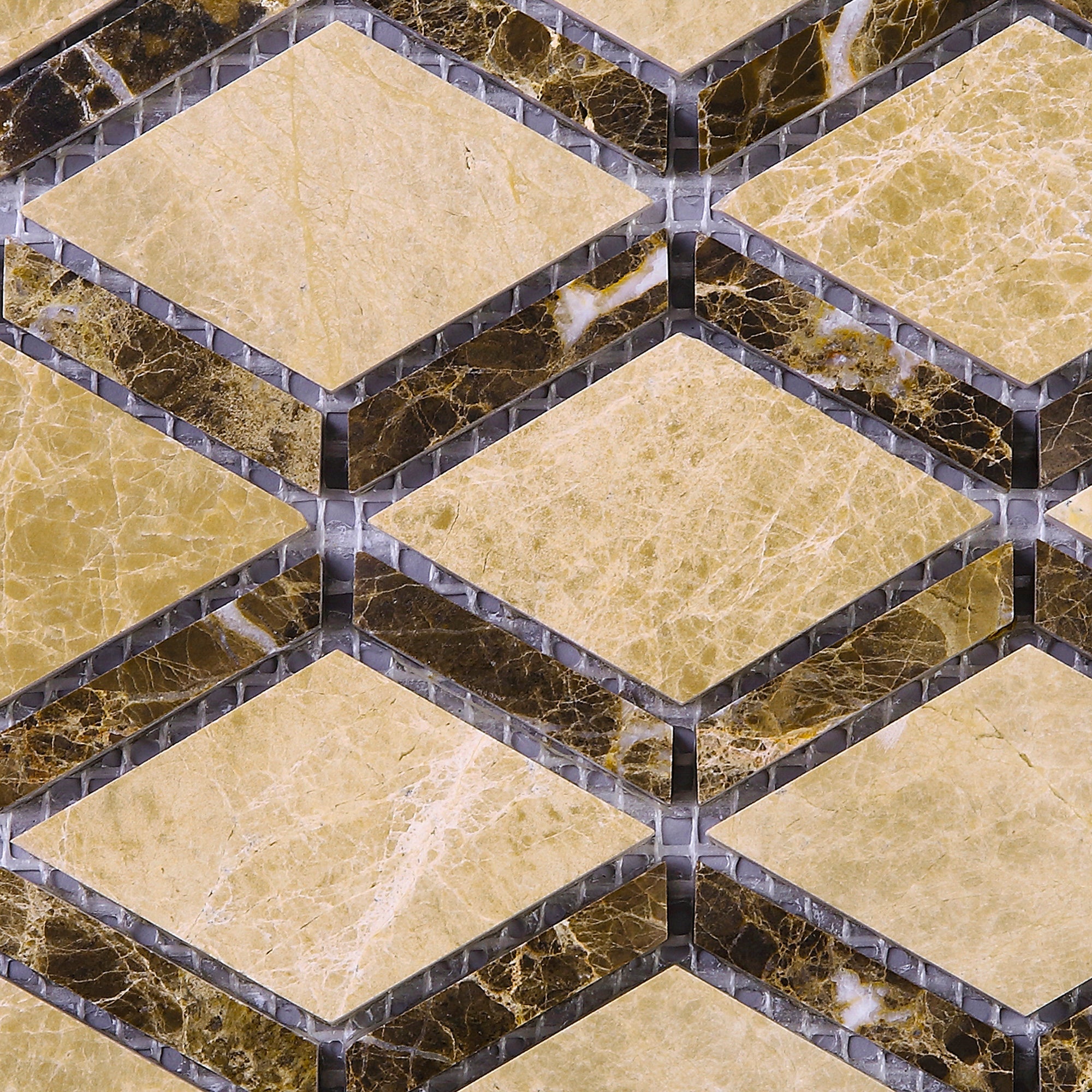 Emperador Light Brown Diamond Shaped Polished Mosaic Tile