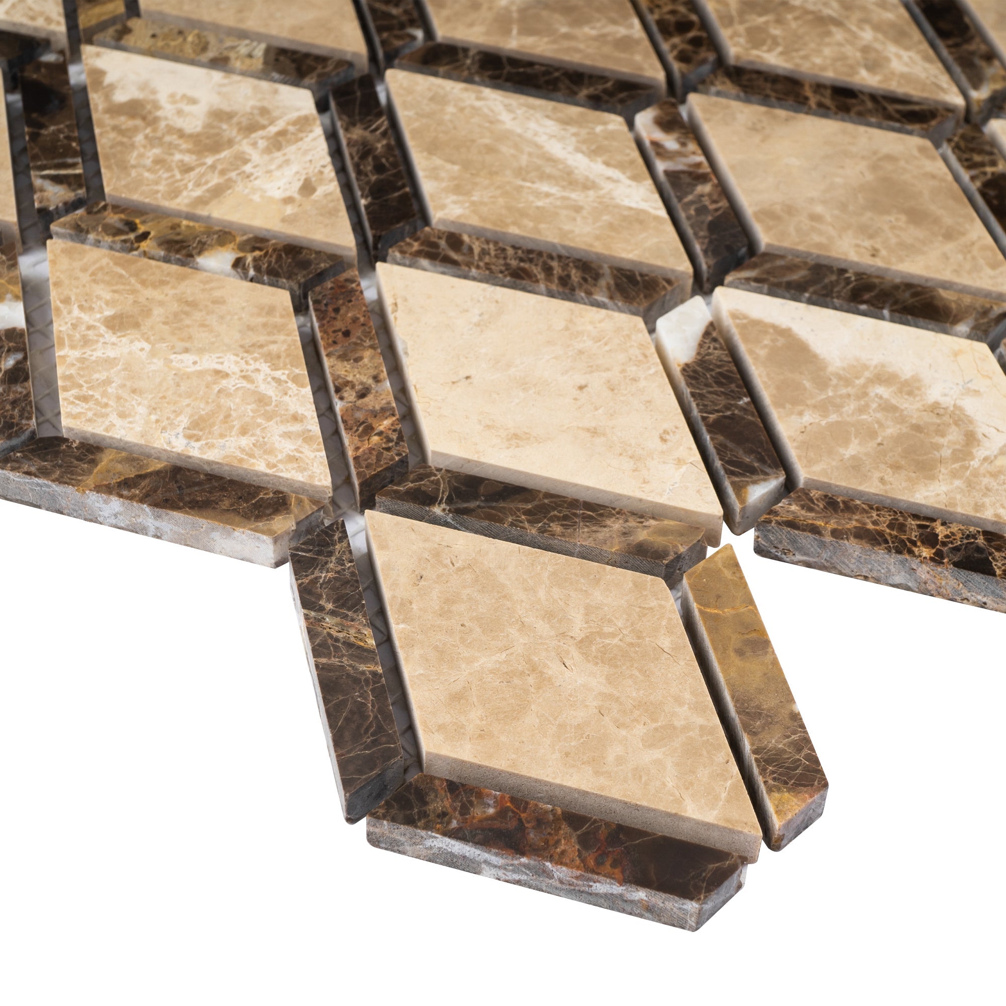 Emperador Light Brown Diamond Shaped Polished Mosaic Tile