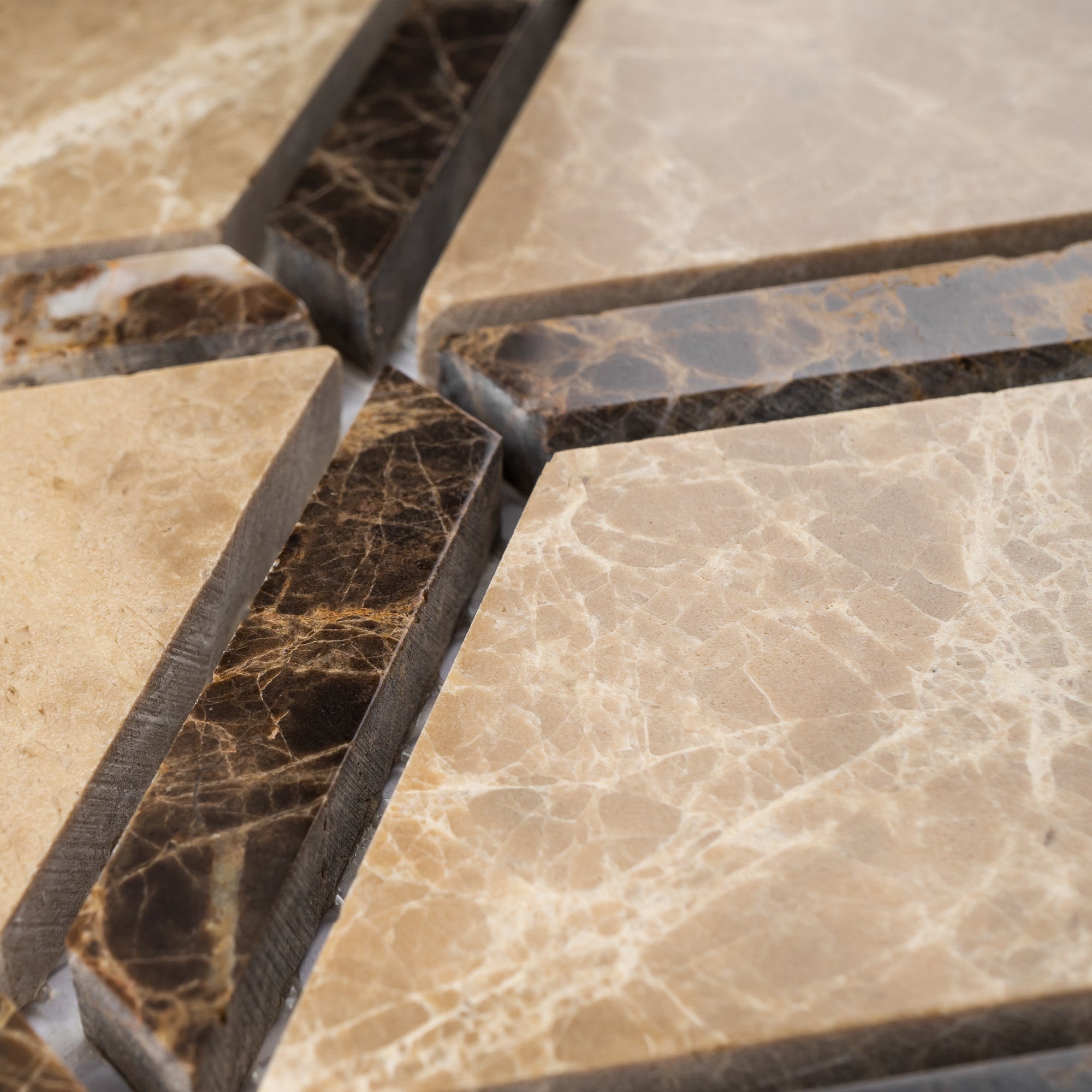 Emperador Light Brown Diamond Shaped Polished Mosaic Tile