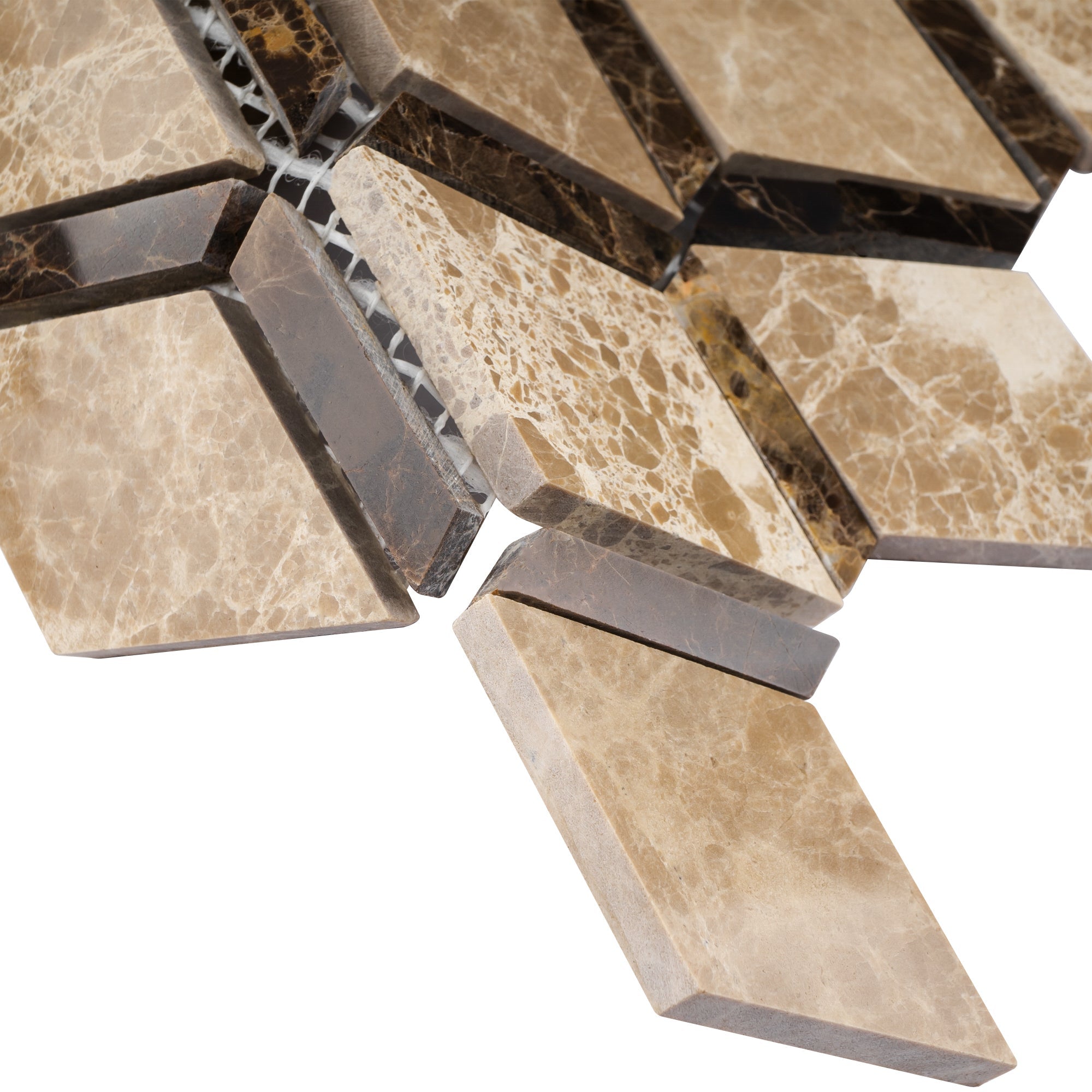 Emperador Light Brown Diamond Shaped Polished Mosaic Tile