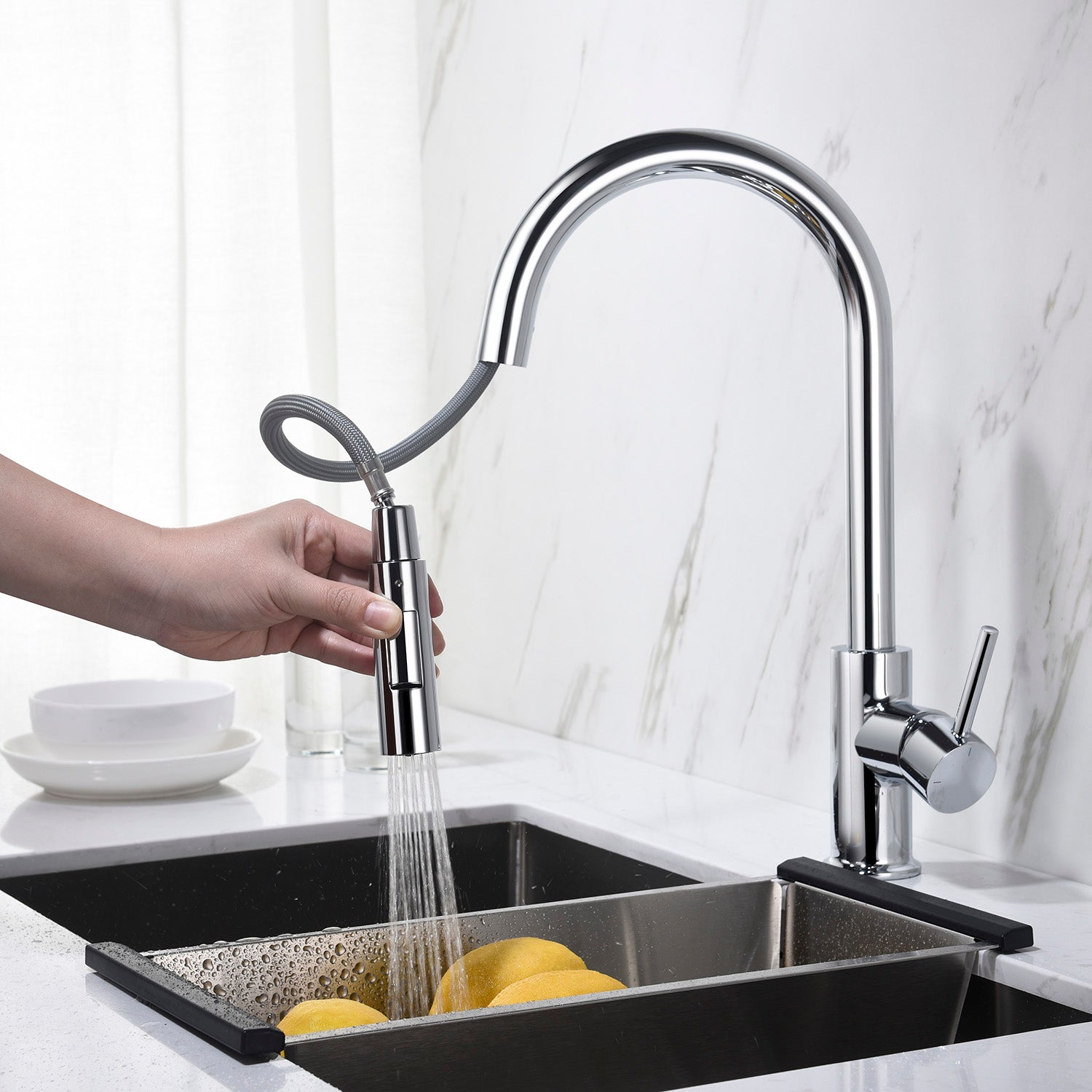 Single Handle Pull Down Kitchen Faucet – F01 206