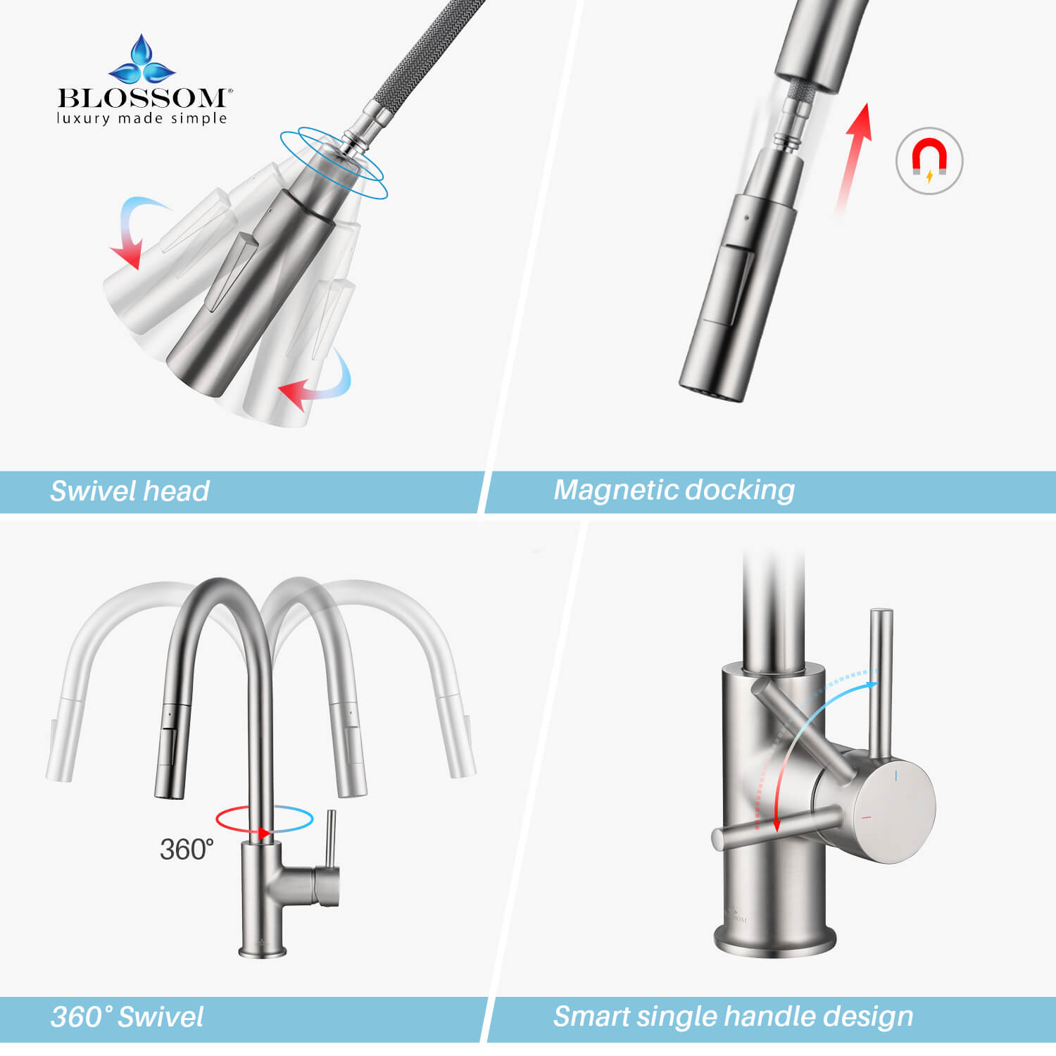 Single Handle Pull Down Kitchen Faucet – F01 206