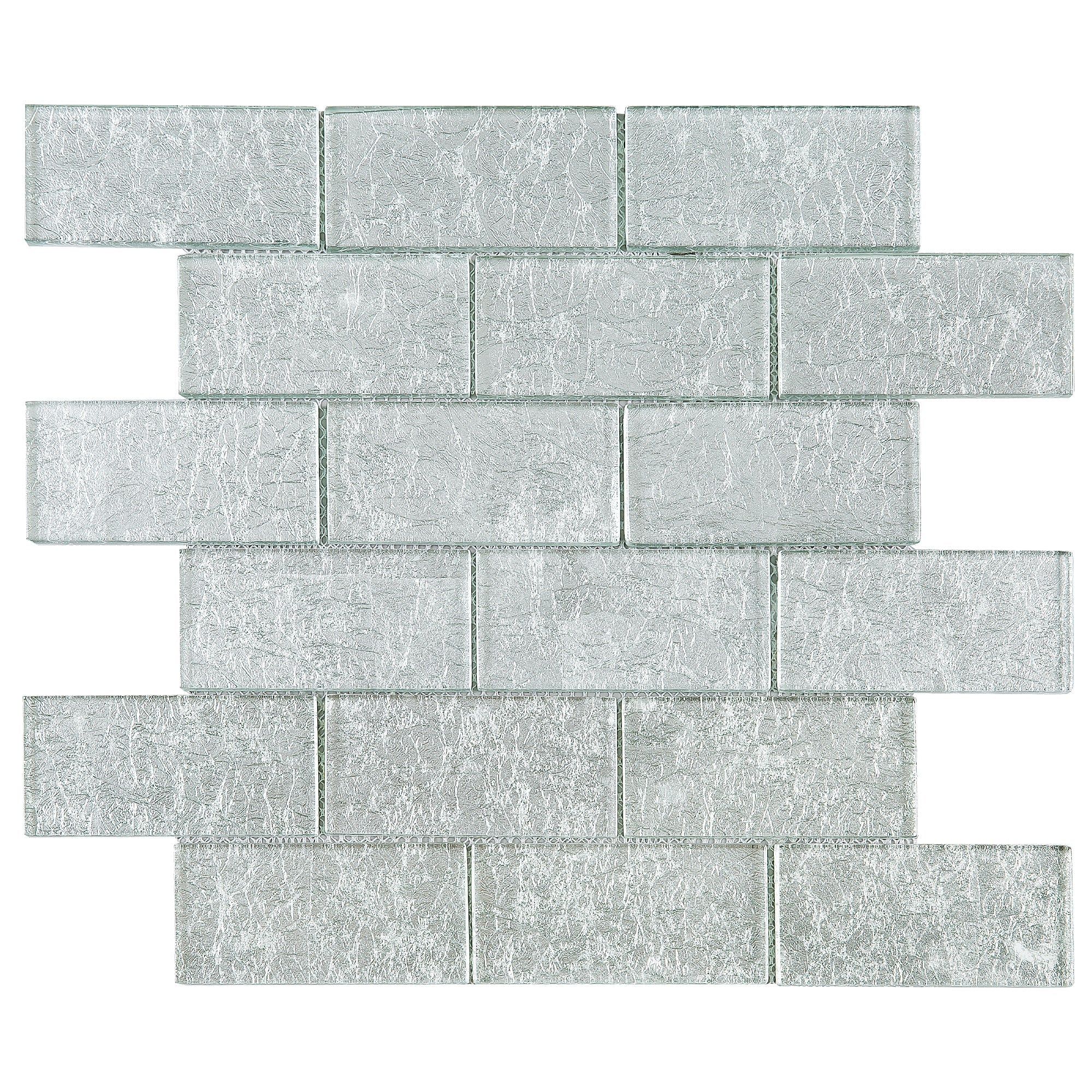 Galaxy Silver 2x4 Subway Glass Mosaic Tile