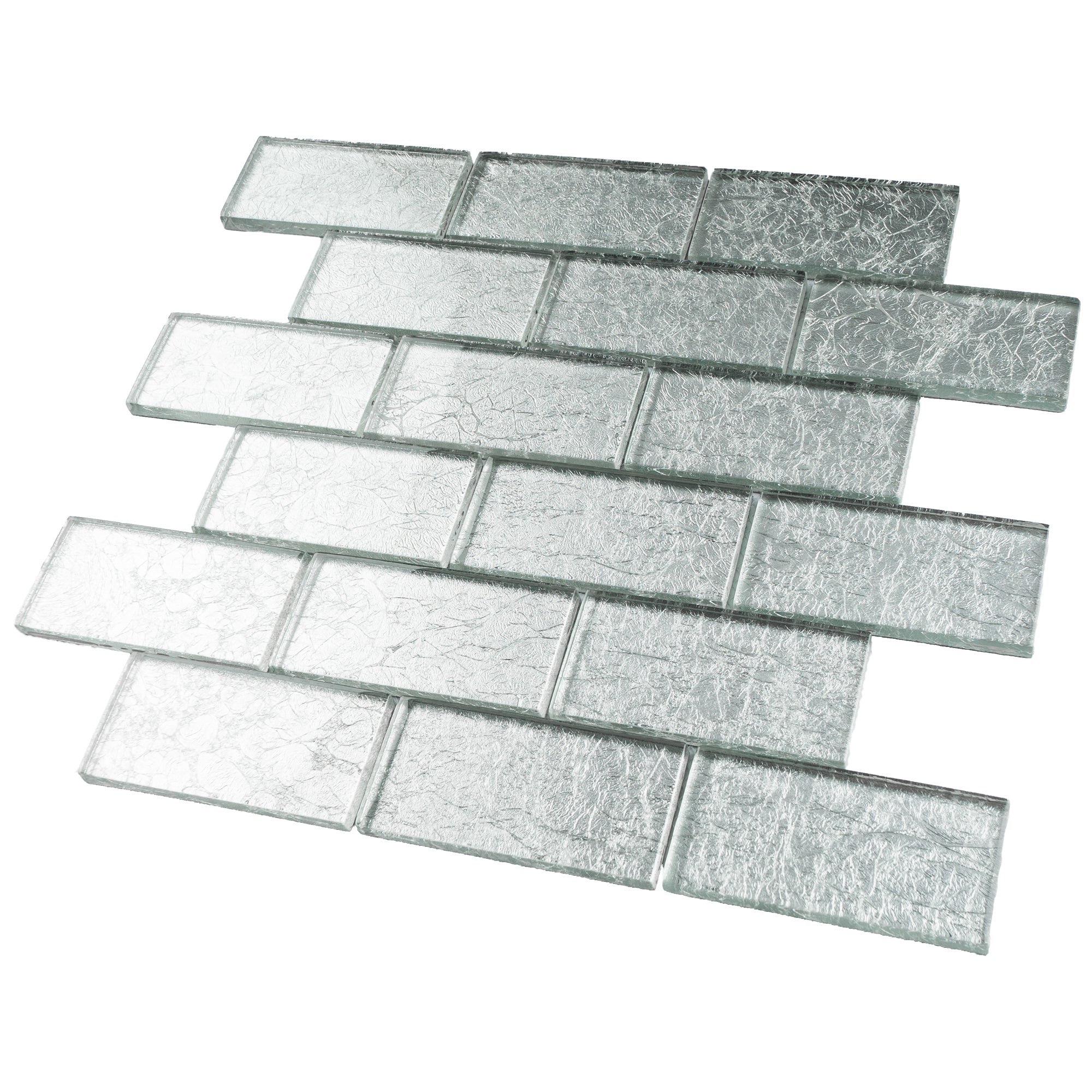 Galaxy Silver 2x4 Subway Glass Mosaic Tile