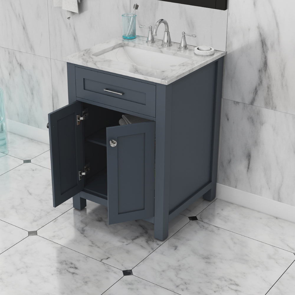 Norwalk 24 inch Vanity  with Carrara Marble Top