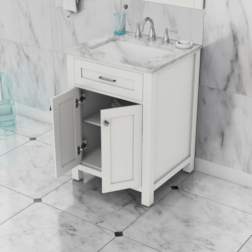 Norwalk 24 inch Vanity  with Carrara Marble Top