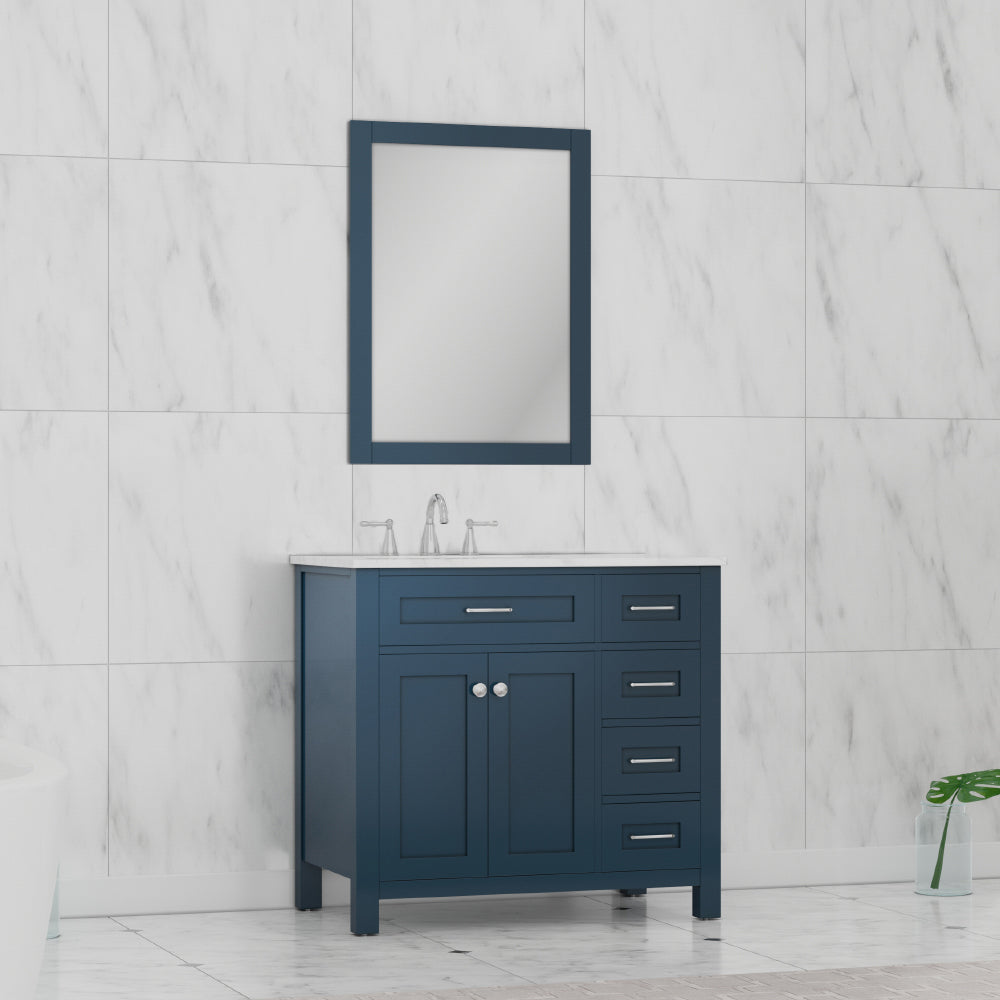 Norwalk 36 inch Drawer Vanity with Carrara Marble Top