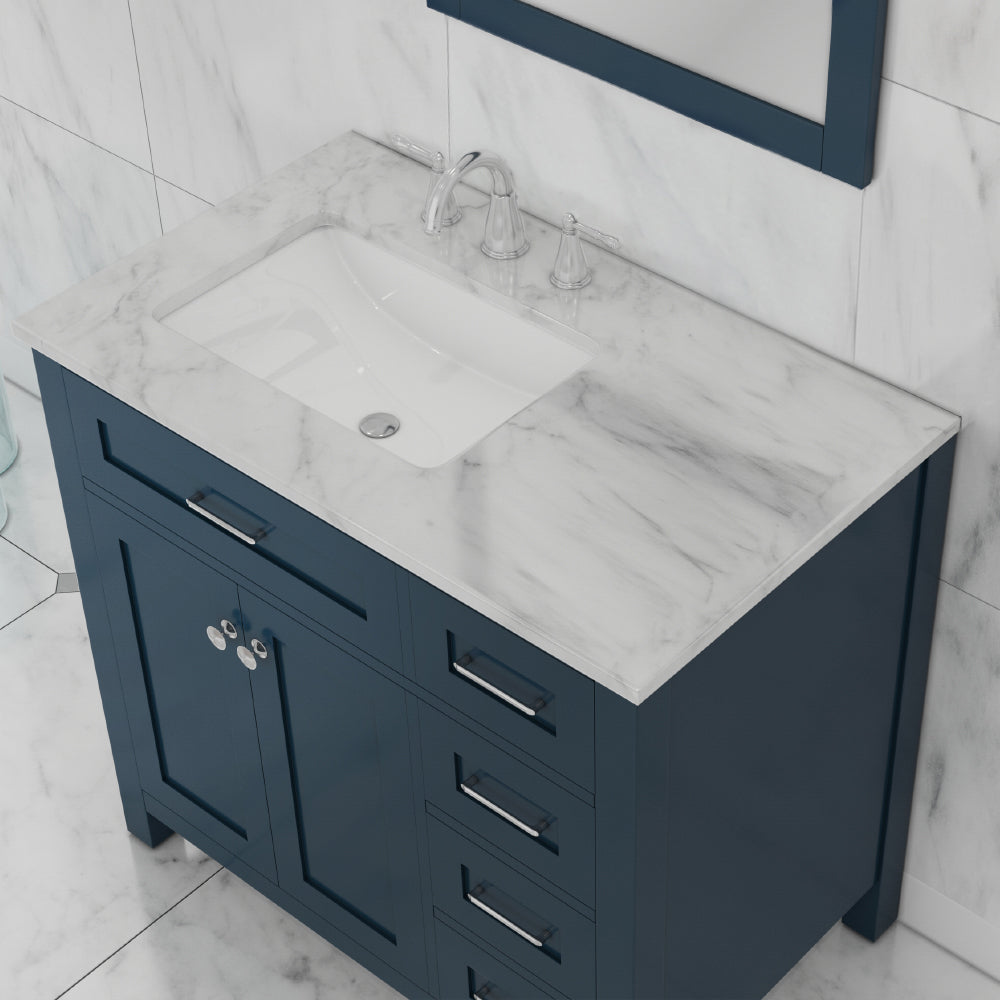 Norwalk 36 inch Drawer Vanity with Carrara Marble Top