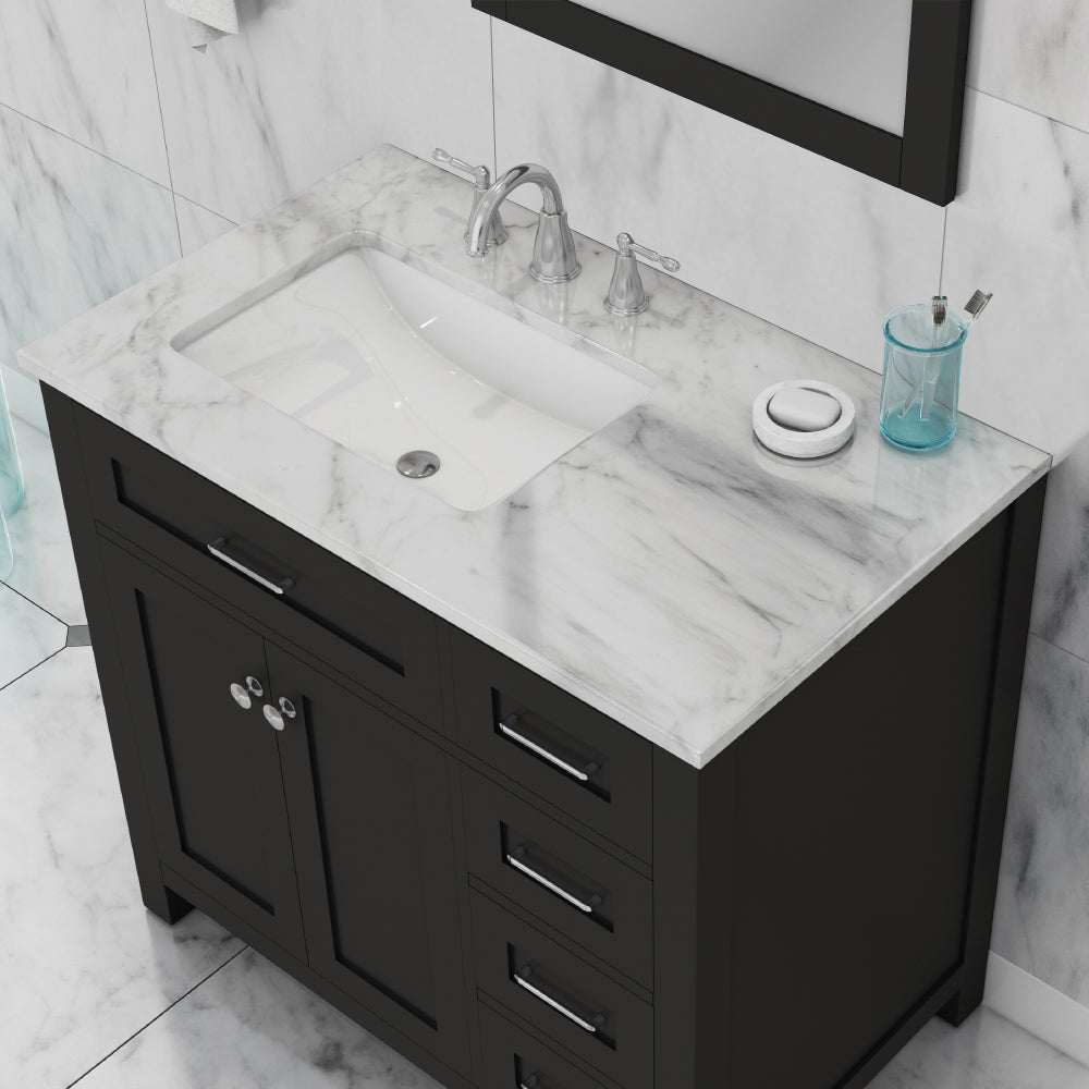 Norwalk 36 inch Drawer Vanity with Carrara Marble Top