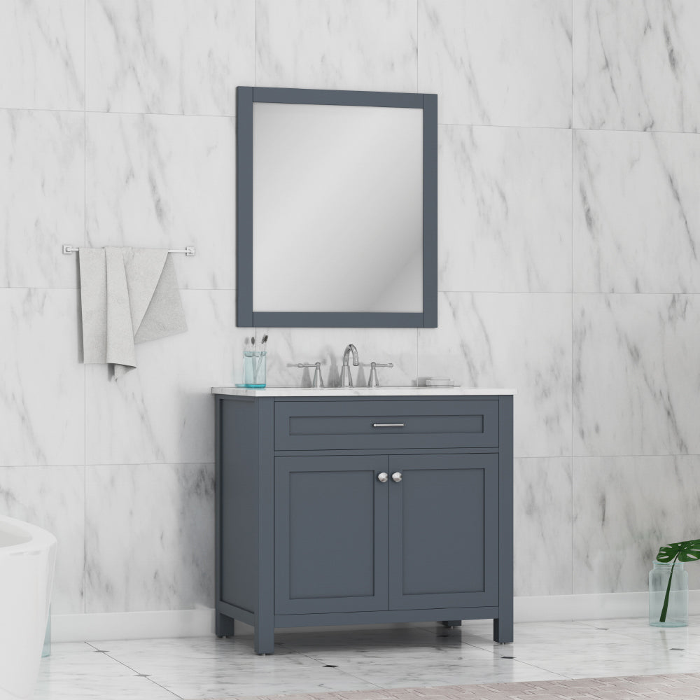 Norwalk 36 inch Vanity with Carrara Marble Top