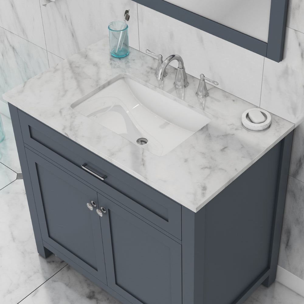 Norwalk 36 inch Vanity with Carrara Marble Top