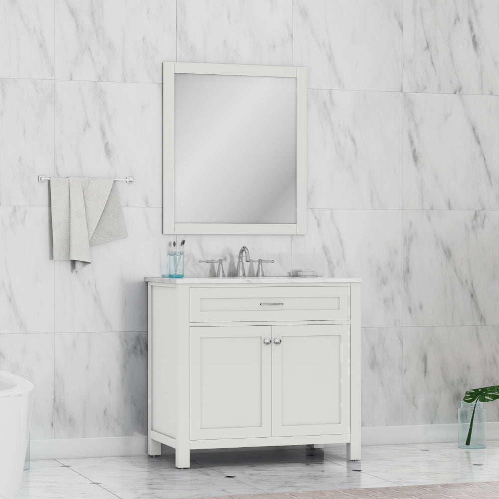 Norwalk 36 inch Vanity with Carrara Marble Top