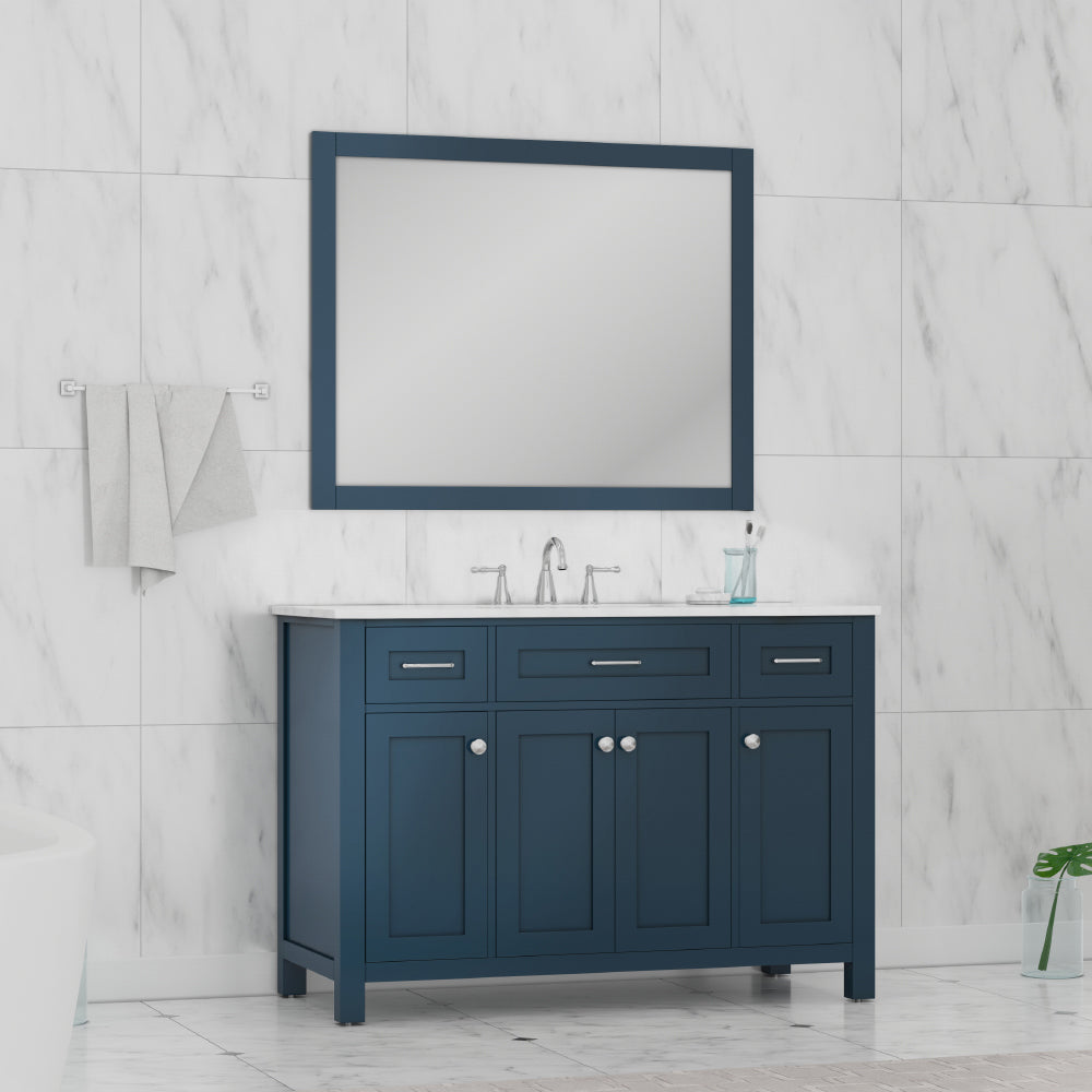 Norwalk 48 inch Vanity White with Carrara Marble Top