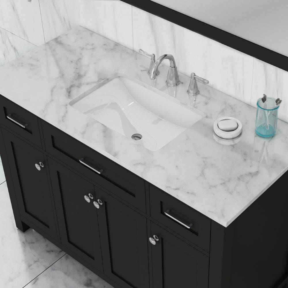 Norwalk 48 inch Vanity White with Carrara Marble Top