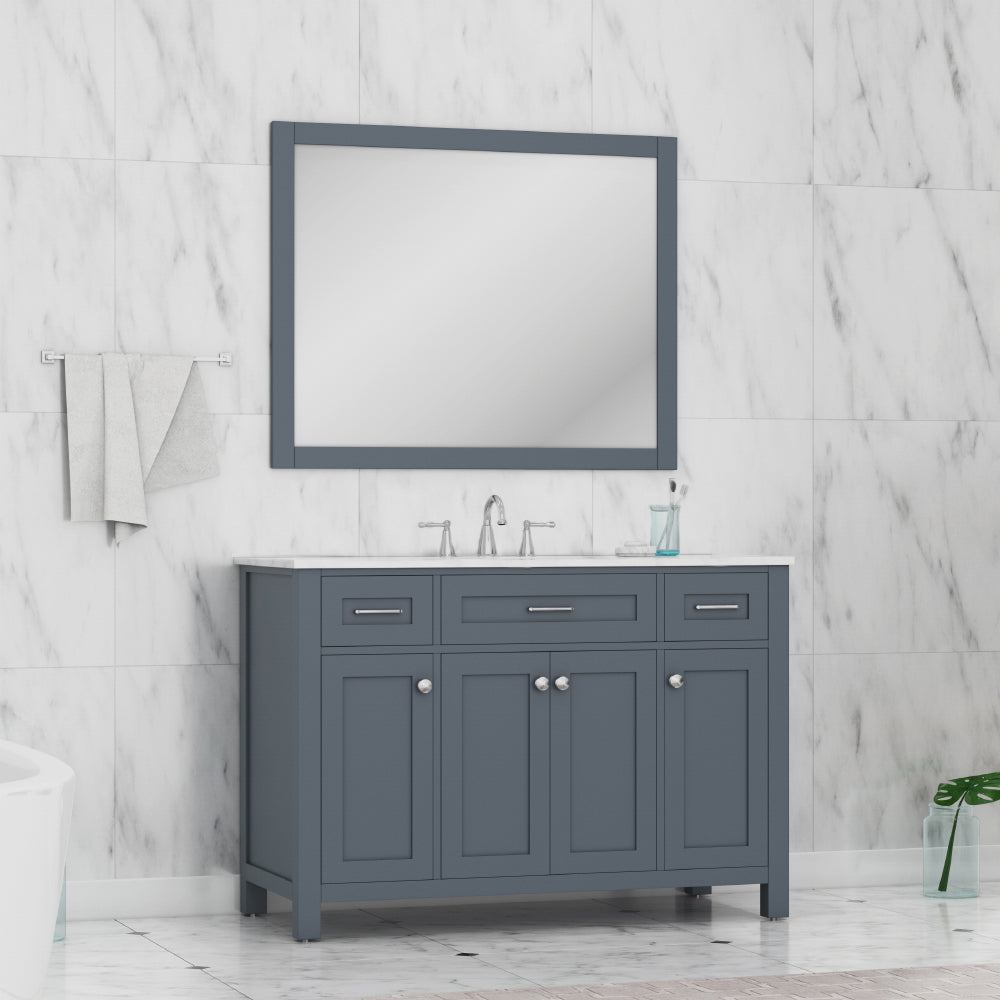 Norwalk 48 inch Vanity White with Carrara Marble Top