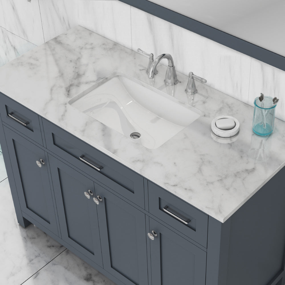 Norwalk 48 inch Vanity White with Carrara Marble Top