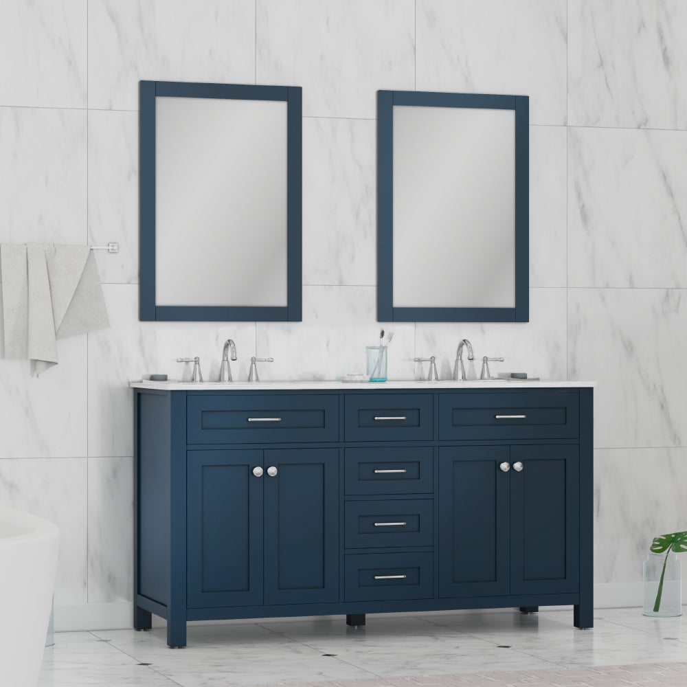 Norwalk 60 inch Double Vanity with Carrara Marble Top