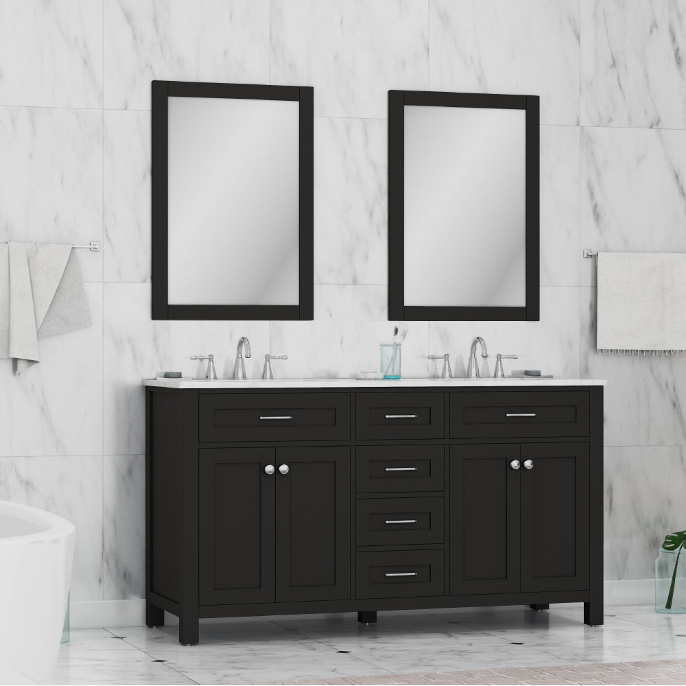 Norwalk 60 inch Double Vanity with Carrara Marble Top