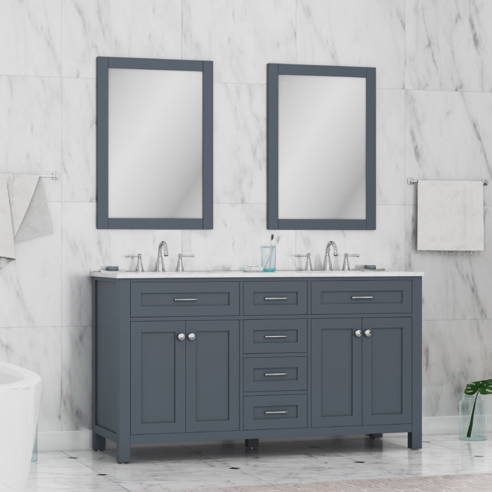 Norwalk 60 inch Double Vanity with Carrara Marble Top