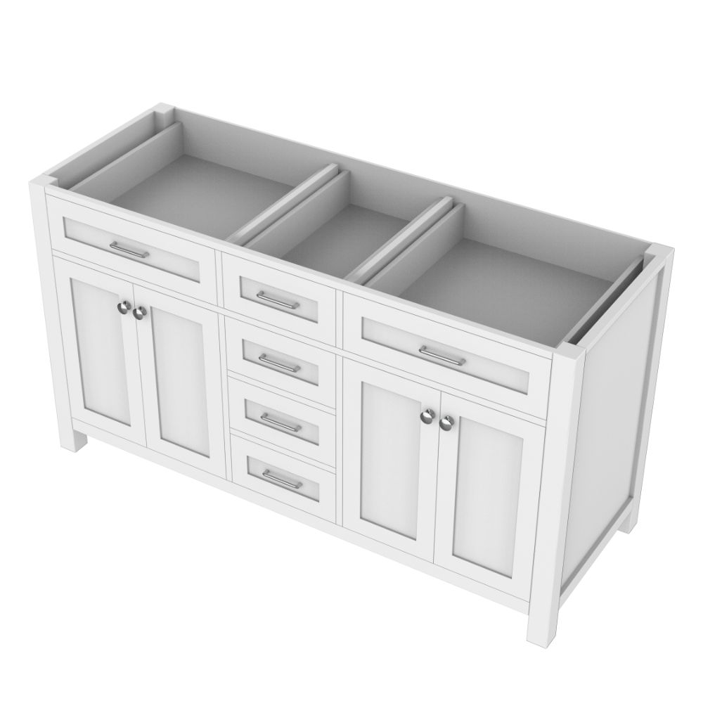 Norwalk 60 inch DOUBLE Vanity WHITE with No Top