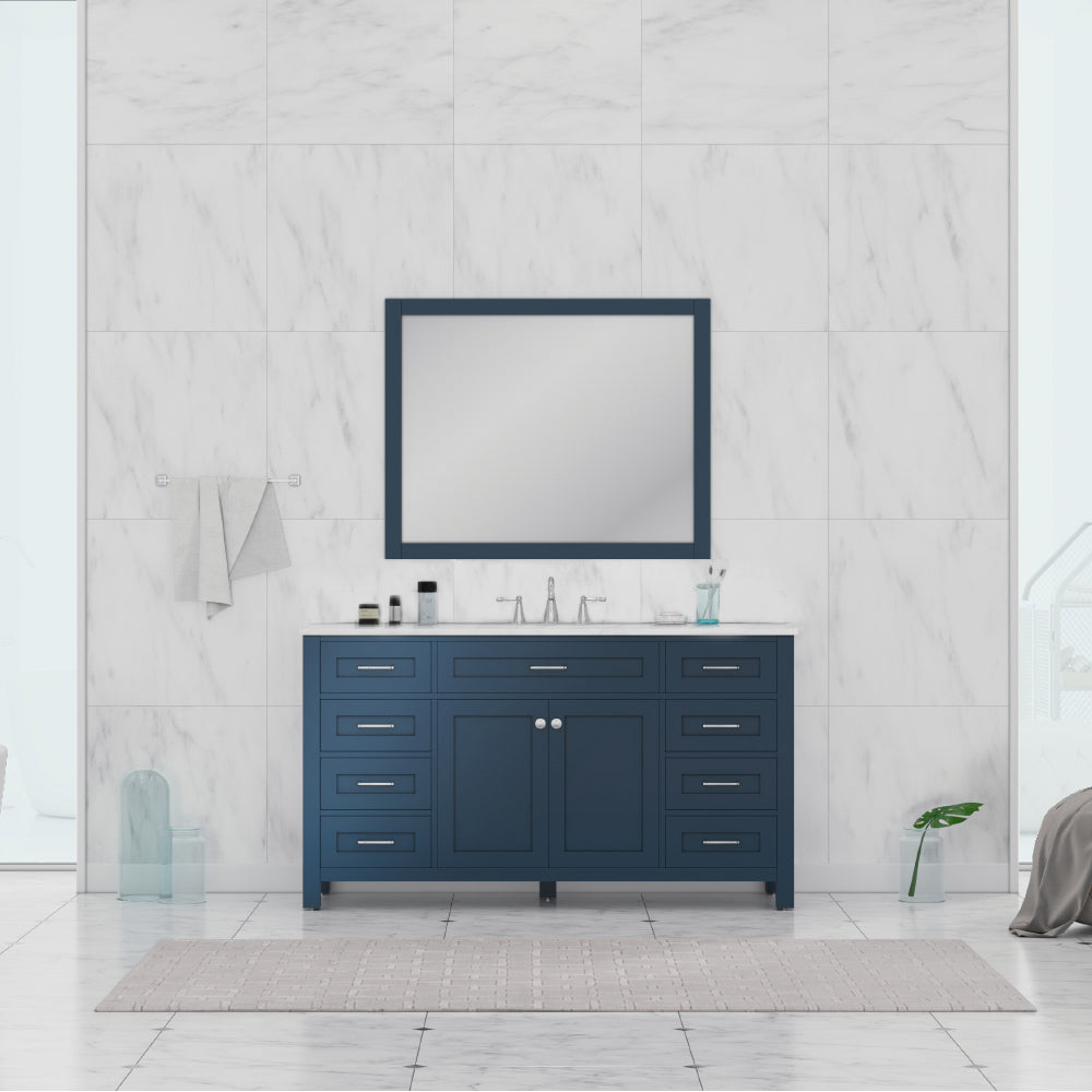 Norwalk 60 inch Single Vanity White with Carrara Marble Top