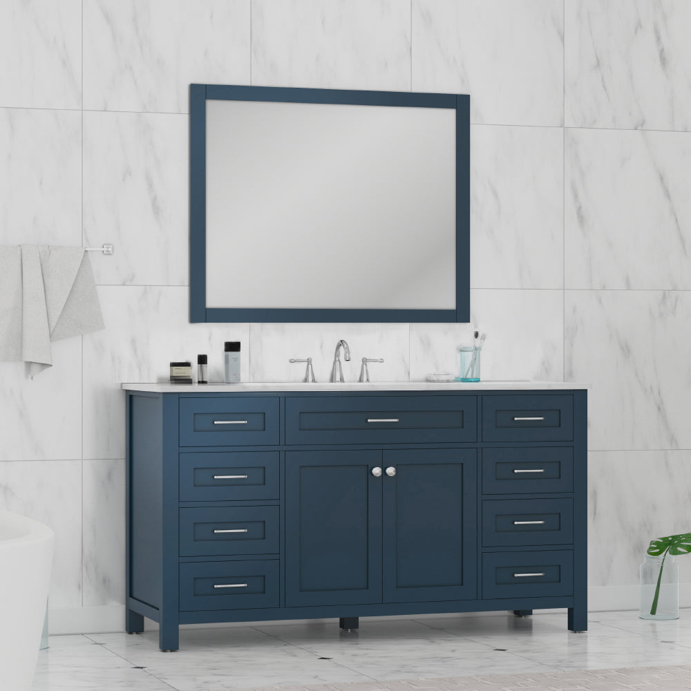 Norwalk 60 inch Single Vanity White with Carrara Marble Top