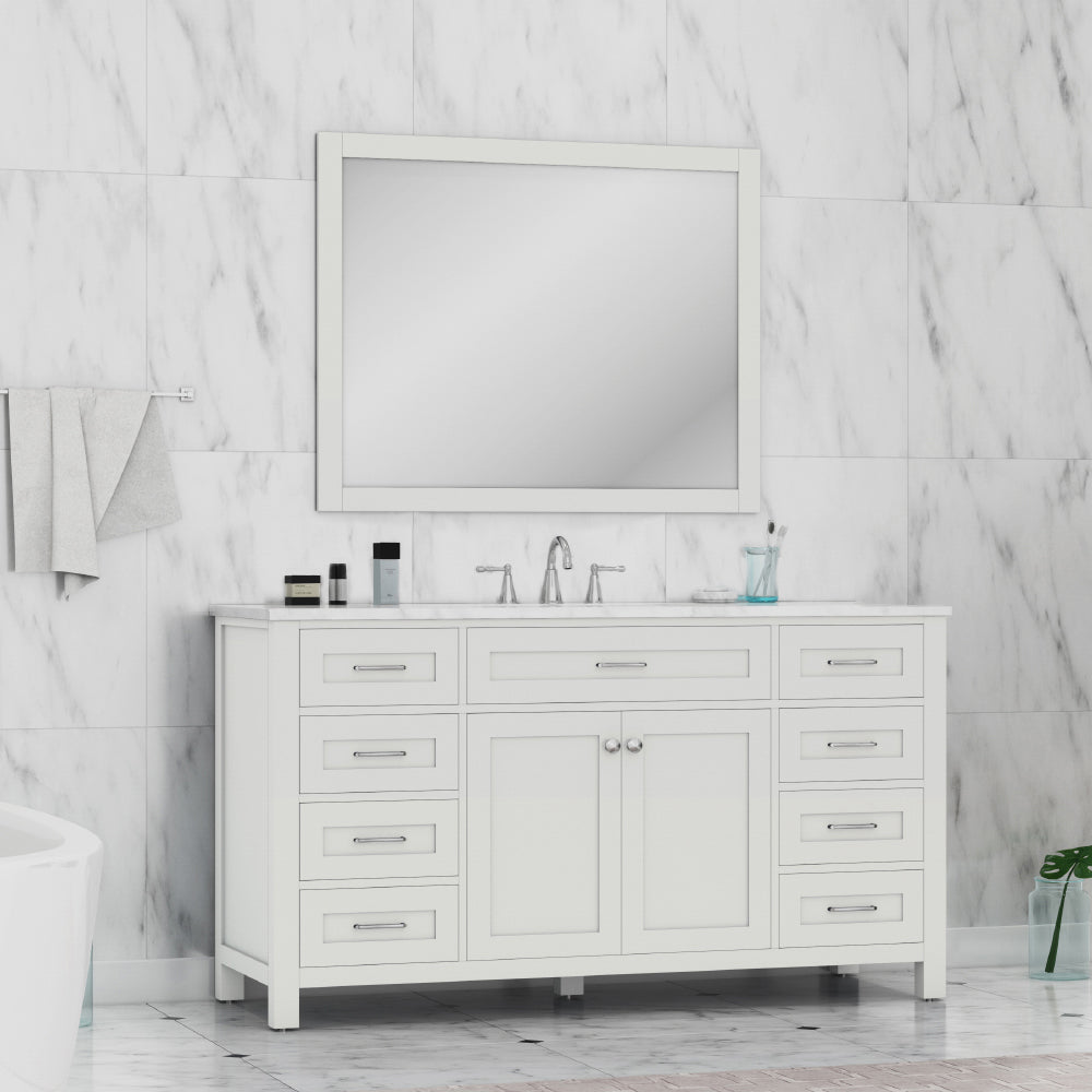 Norwalk 60 inch Single Vanity White with Carrara Marble Top