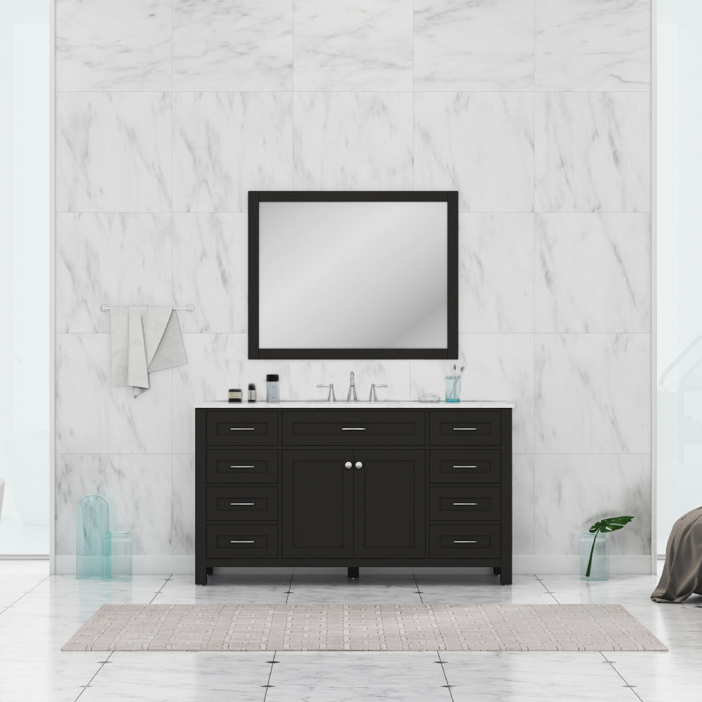 Norwalk 60 inch Single Vanity White with Carrara Marble Top