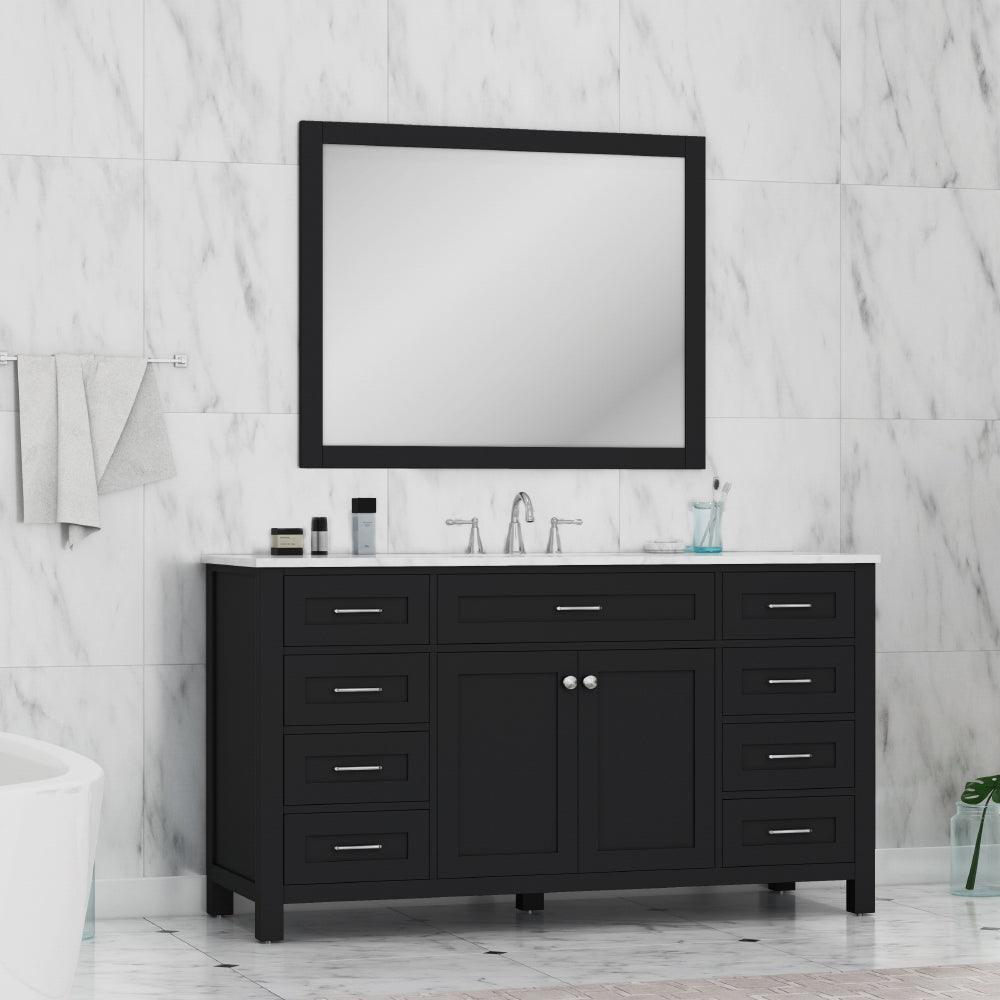 Norwalk 60 inch Single Vanity White with Carrara Marble Top