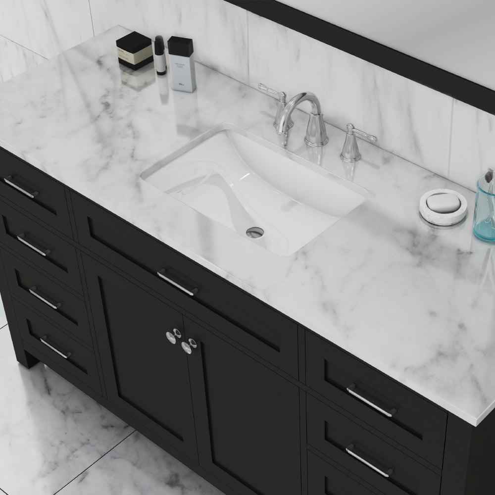 Norwalk 60 inch Single Vanity White with Carrara Marble Top