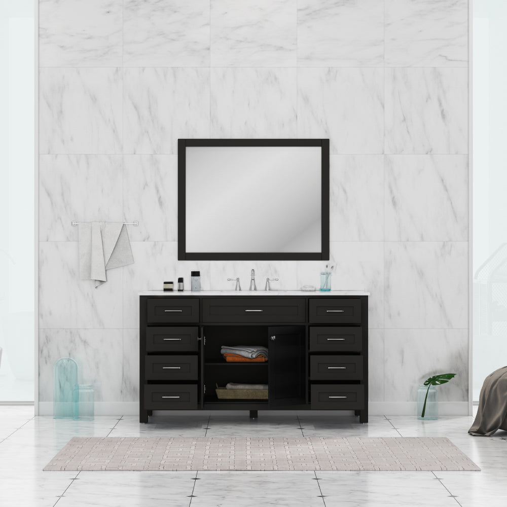 Norwalk 60 inch Single Vanity White with Carrara Marble Top