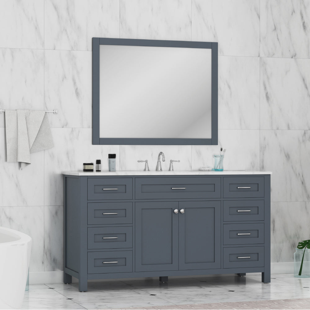 Norwalk 60 inch Single Vanity White with Carrara Marble Top