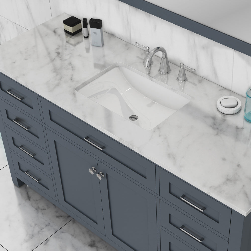 Norwalk 60 inch Single Vanity White with Carrara Marble Top