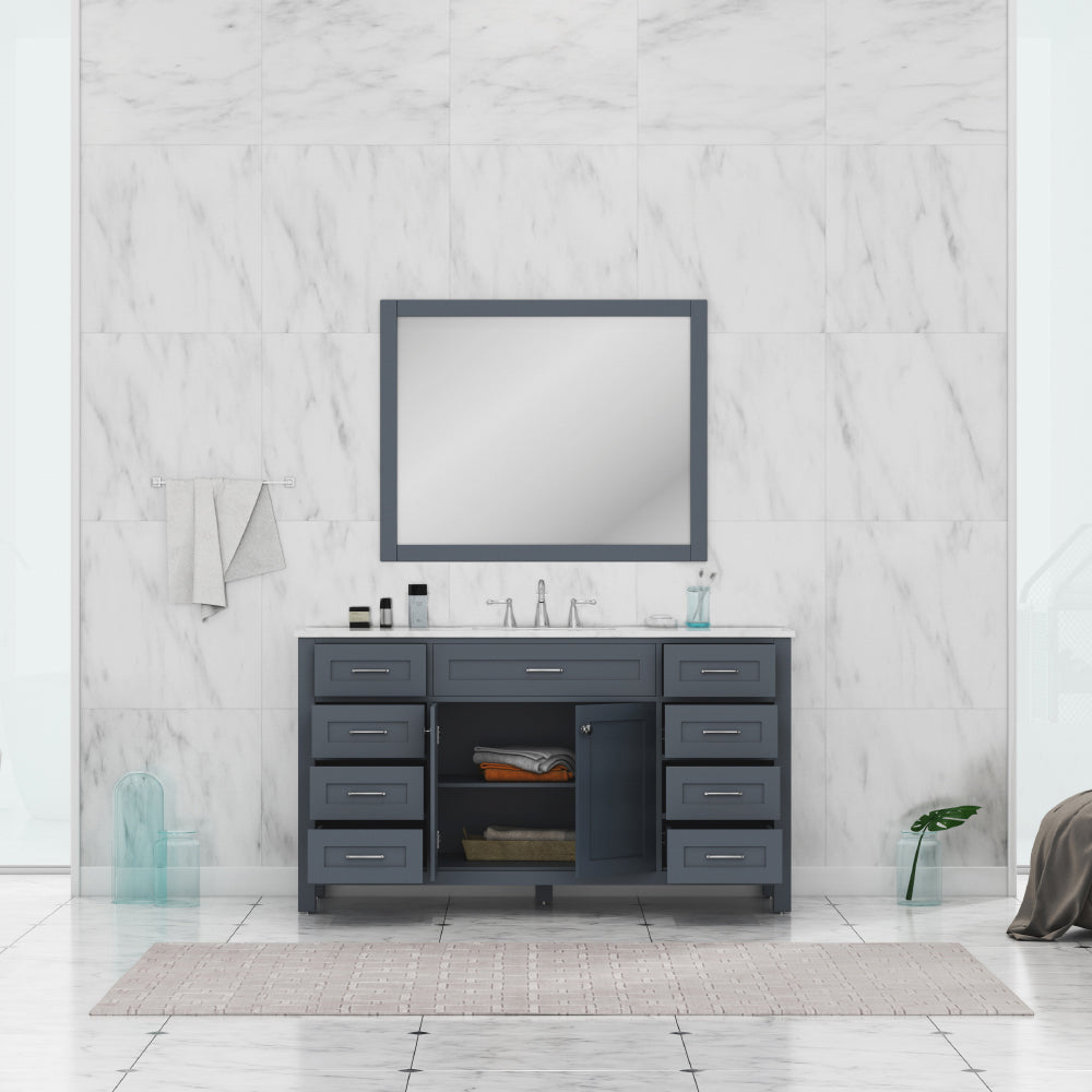 Norwalk 60 inch Single Vanity White with Carrara Marble Top