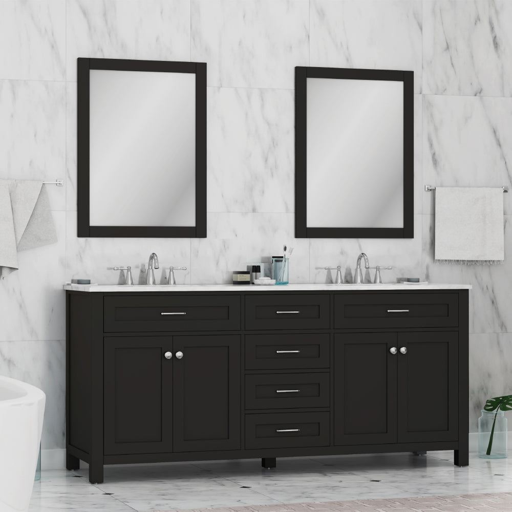 Norwalk 72 inch Double Vanity with Carrara Marble Top