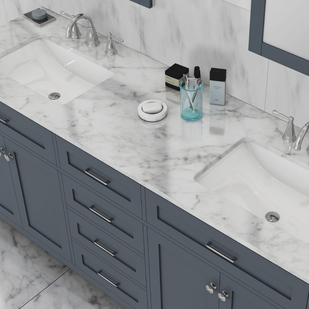 Norwalk 72 inch Double Vanity with Carrara Marble Top