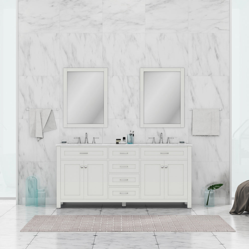 Norwalk 72 inch Double Vanity with Carrara Marble Top