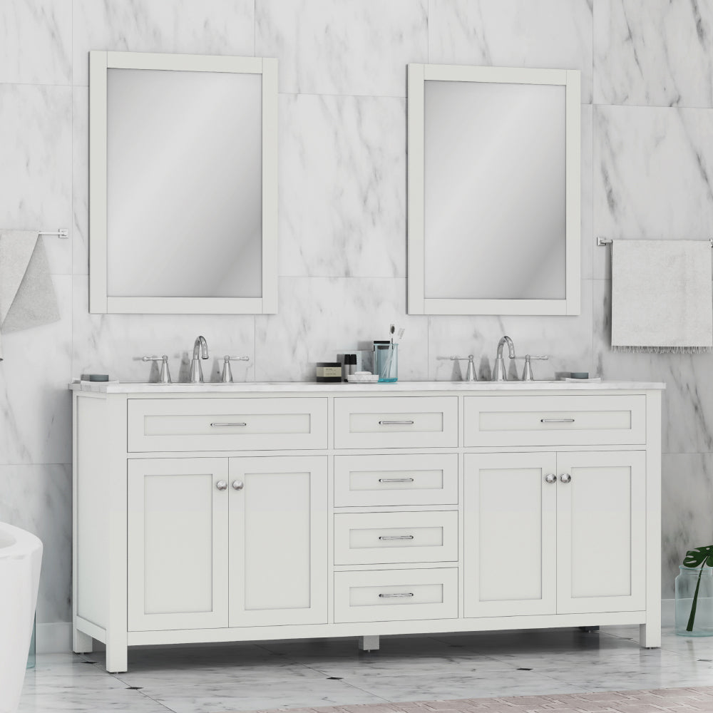 Norwalk 72 inch Double Vanity with Carrara Marble Top