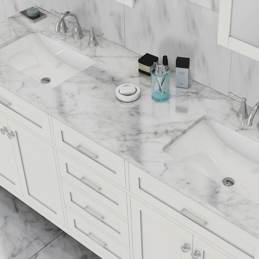 Norwalk 72 inch Double Vanity with Carrara Marble Top