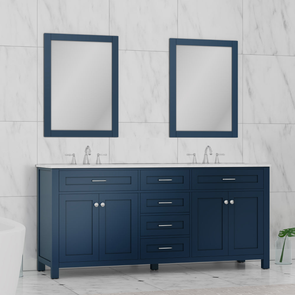 Norwalk 72 inch Double Vanity with Carrara Marble Top