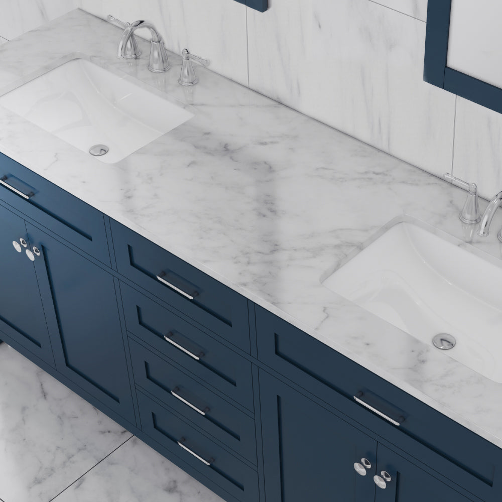 Norwalk 72 inch Double Vanity with Carrara Marble Top