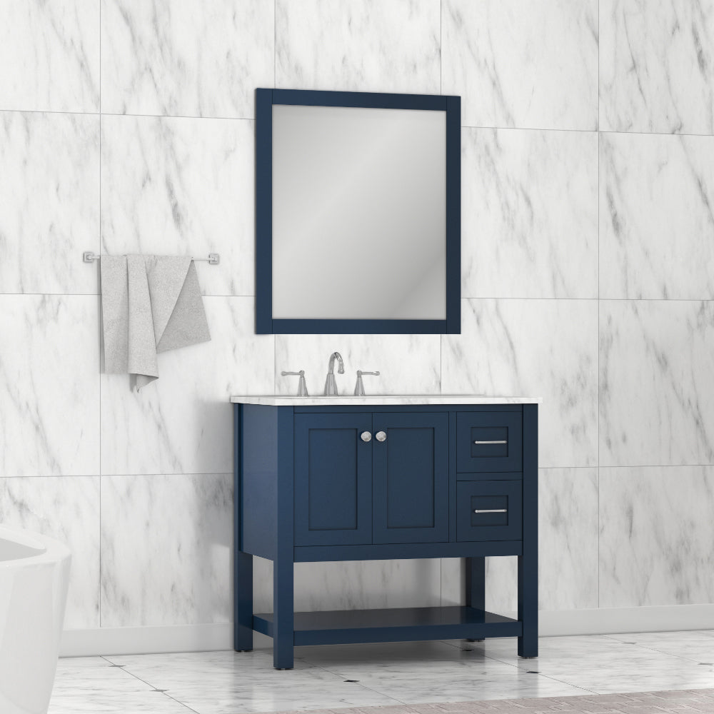 Wilmington 36 inch Vanity with Carrara Marble Top