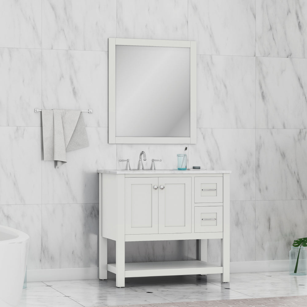 Wilmington 36 inch Vanity with Carrara Marble Top