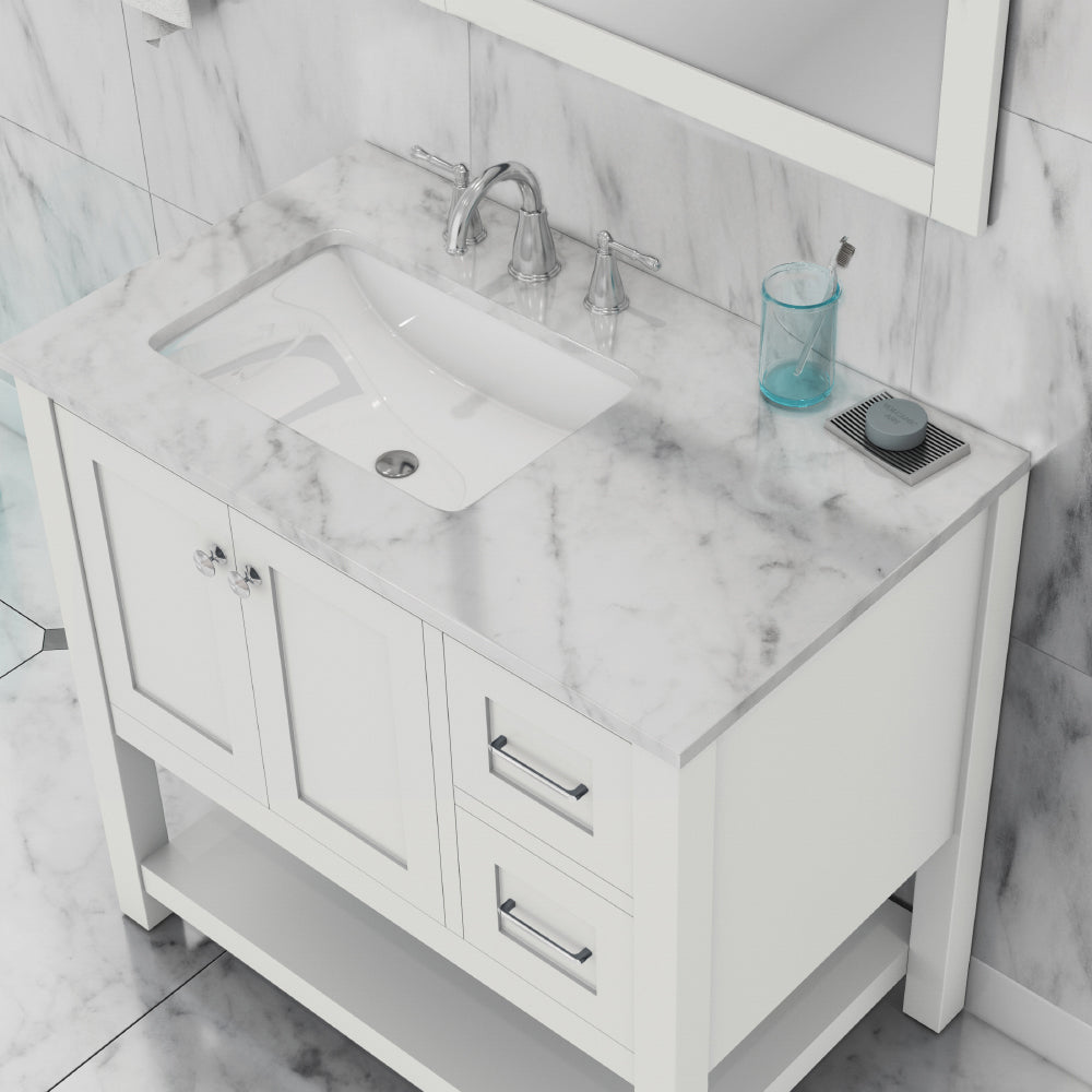 Wilmington 36 inch Vanity with Carrara Marble Top