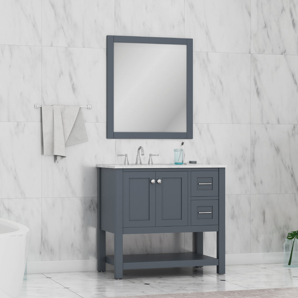 Wilmington 36 inch Vanity with Carrara Marble Top