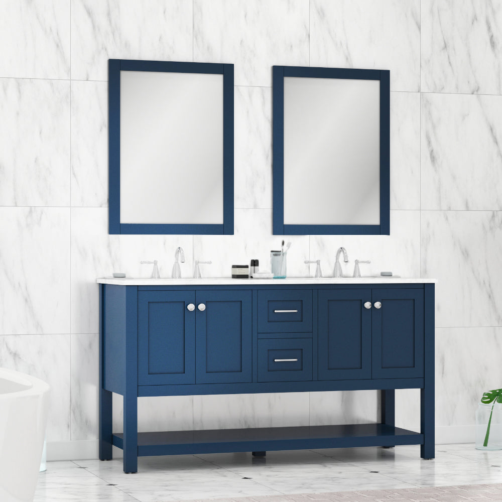 Wilmington 60 inch Double Vanity with Carrara Marble Top